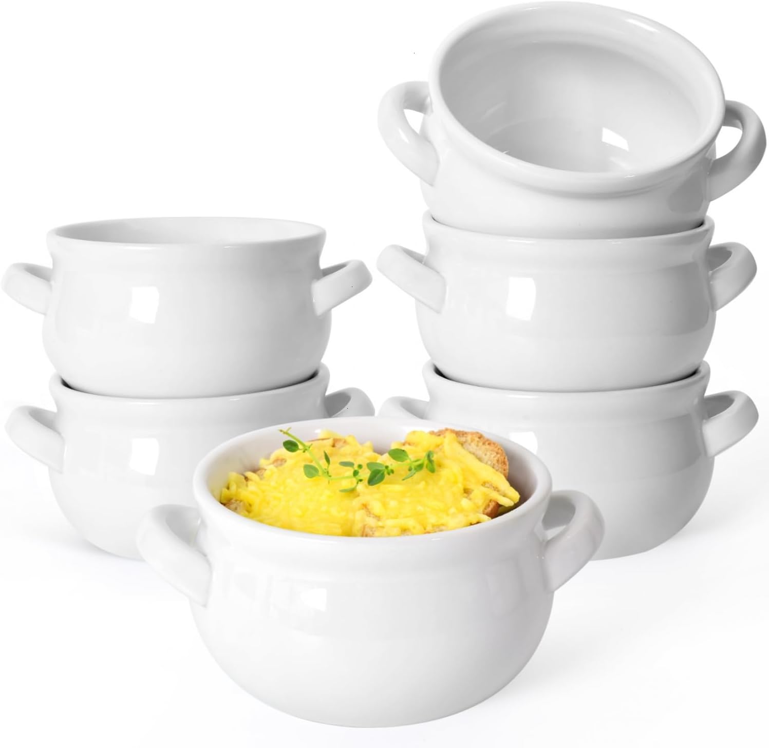 Ceramic French Onion Soup Bowls with Handles for Easy Serving