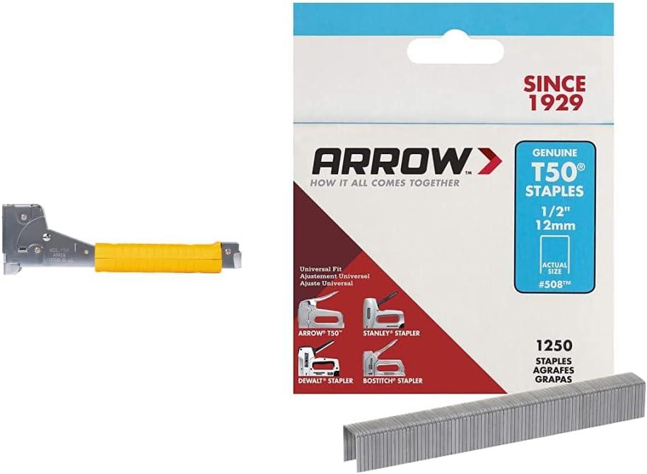 Arrow HT50 Heavy Duty Hammer Tacker with 1250 Heavy Duty Staples