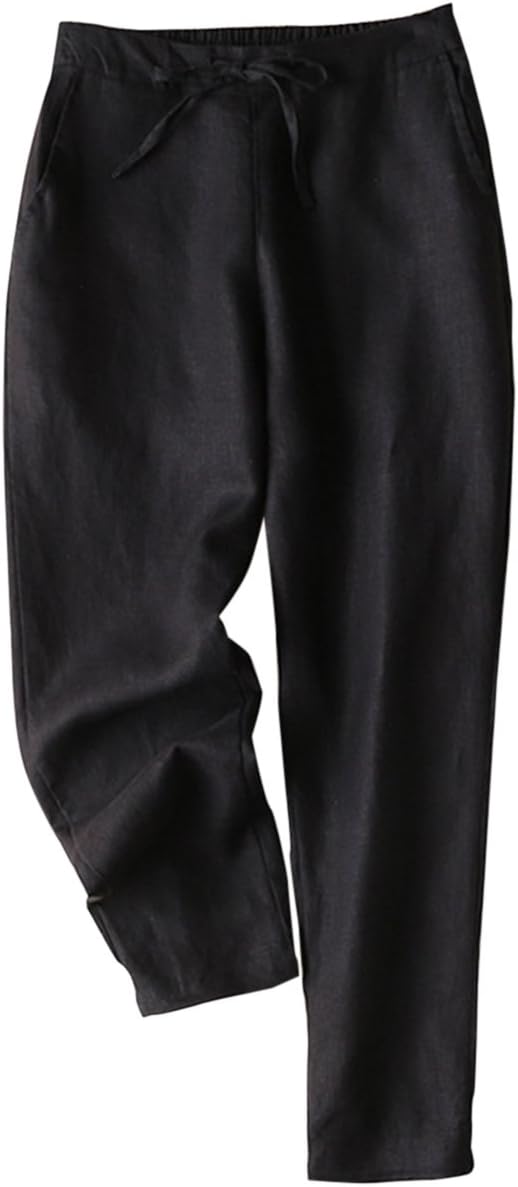 IXIMO Women's Tapered Pants: Comfortable Linen Drawstring Style