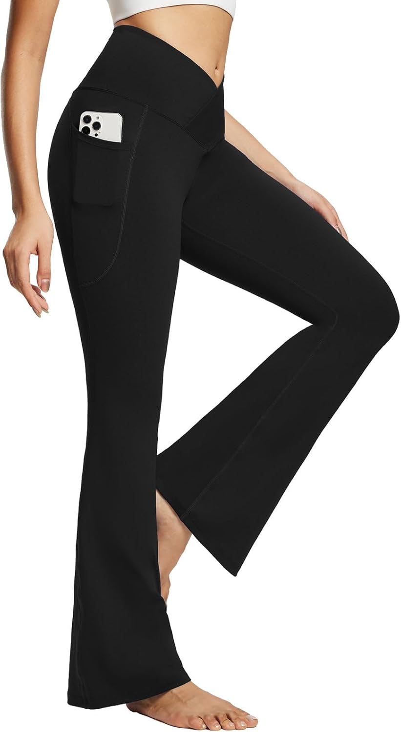 Baleaf Women's V Crossover Flare Leggings with Pockets Review