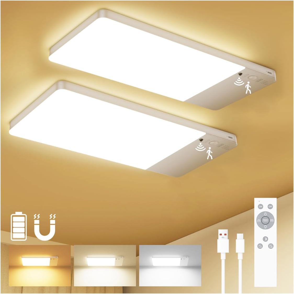 12000mAh Battery Operated Ceiling Light with Remote Control
