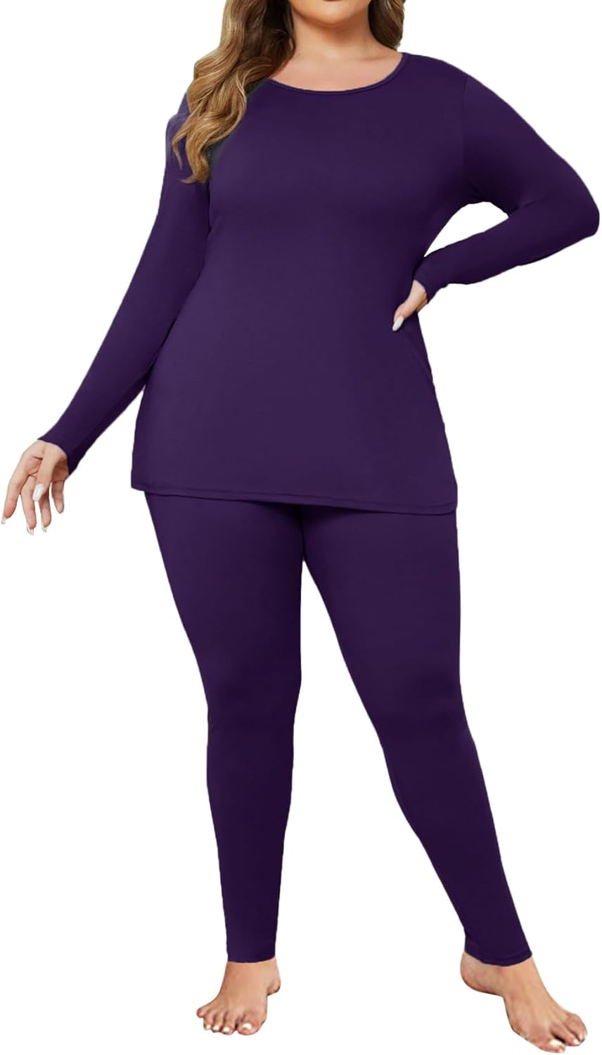 Ekouaer Plus Size Thermal Underwear Set for Comfort and Warmth