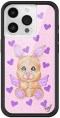 Love Stitched Case for iPhone 15 Pro - Plush Purple Hearts, Protected