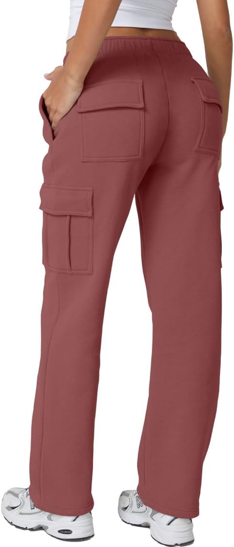 QINSEN Womens Medium Waist Baggy Elastic Waist Sweatpants