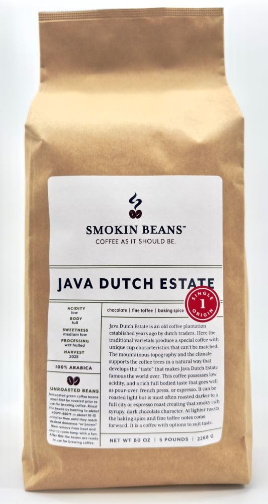 5-Pound Java Dutch Estate Unroasted Green Arabica Coffee Beans