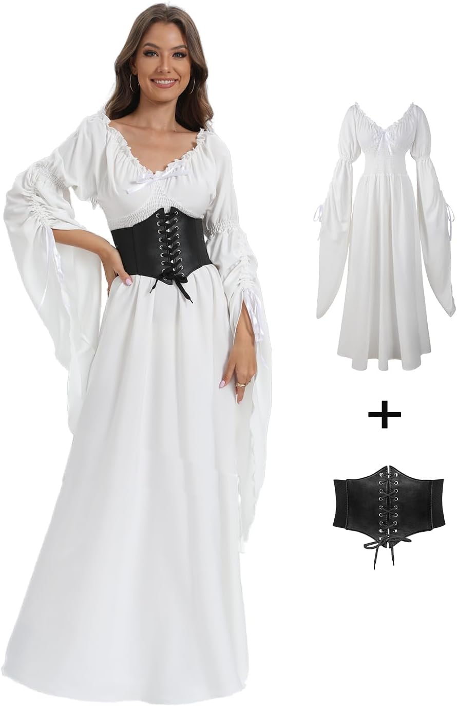 VNVNE Halloween Renaissance Witch Dress for Women - Gothic Style
