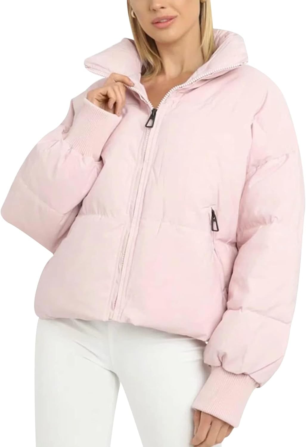 Gihuo Womens Winter Cropped Puffer Jacket for Stylish Warmth