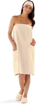 Boca Terry Womens Spa Wrap Ecru Medium/Large - 100% Cotton Plush