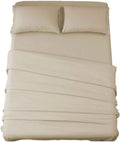 Twin XL Beige Microfiber Sheets Set - 1800 Thread Count Luxury