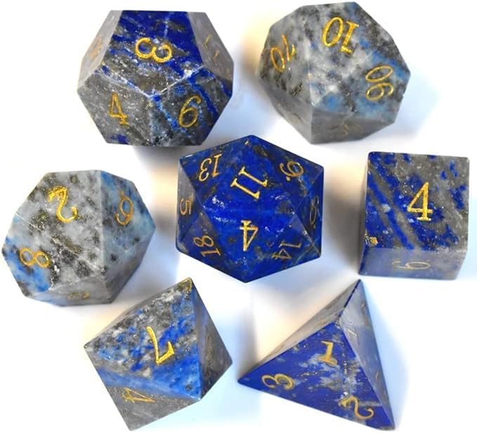Natural Gemstone DND Dice Set for RPG Games with Gift Box