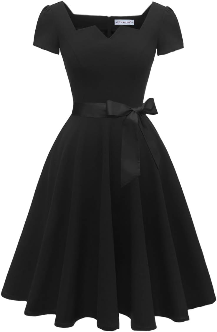 Girstunm Women's Classic Tea Dress with Pockets for Any Occasion