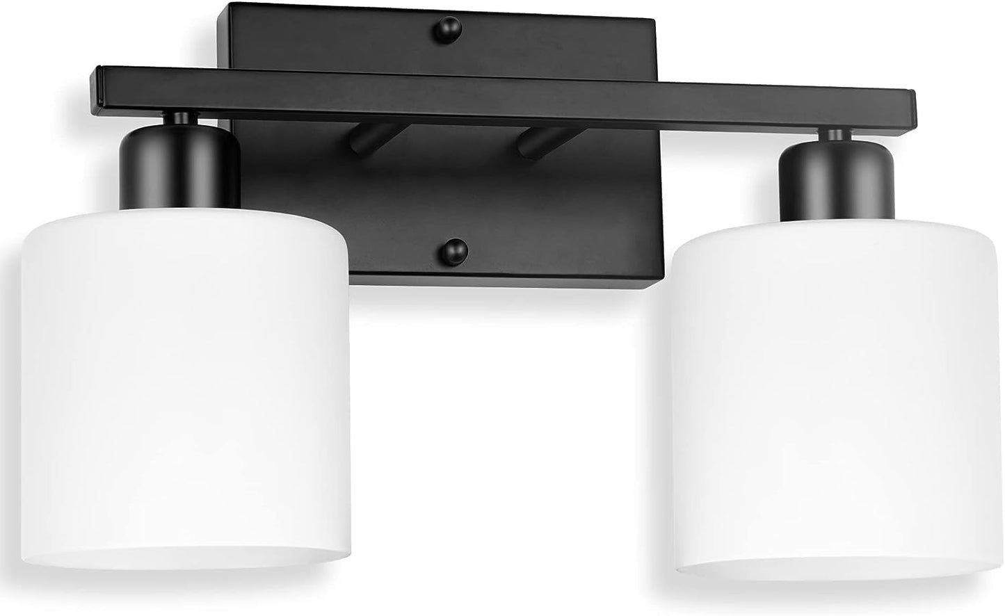 Modern Bathroom Light Fixtures Over Mirror with Milky Glass Shades
