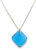 Sea Glass Delicate Diamond Pendant - Colorful Sterling Pendant