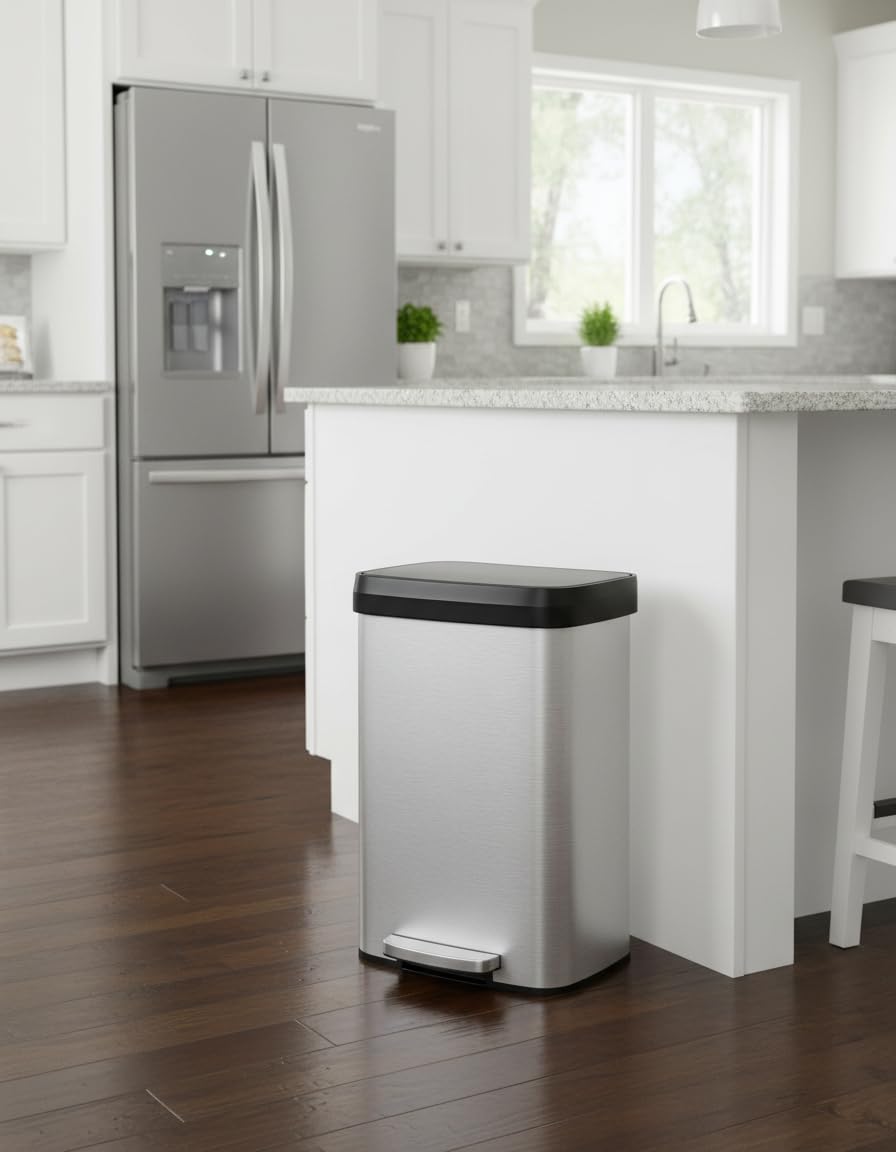 Garvee 13 Gal Stainless Steel Trash Can with Soft Close Lid