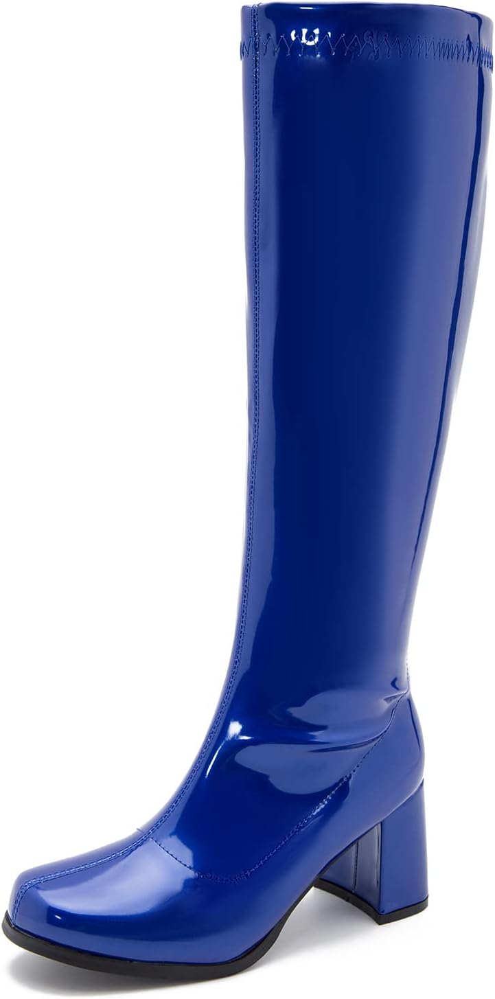 Women's Go Go Boots Over The Knee Block Heel Zipper Boot Review