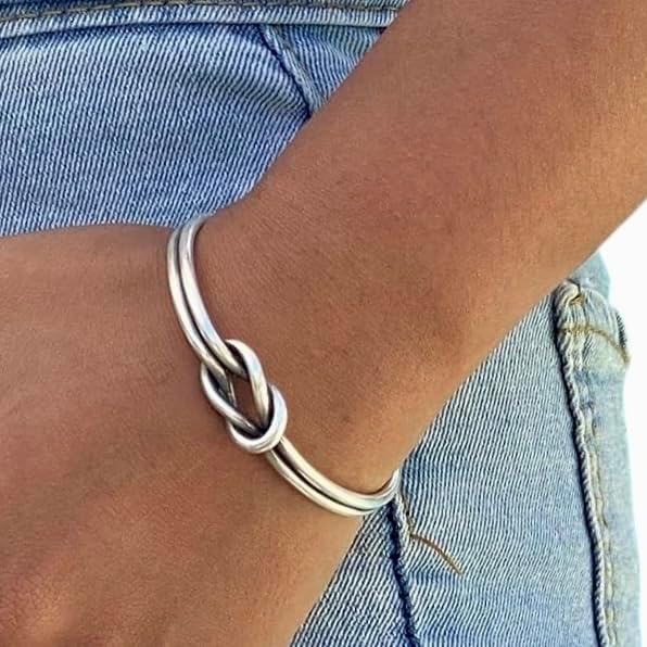 Handmade Sterling Silver Knot Cuff Bracelet for Friendship Love
