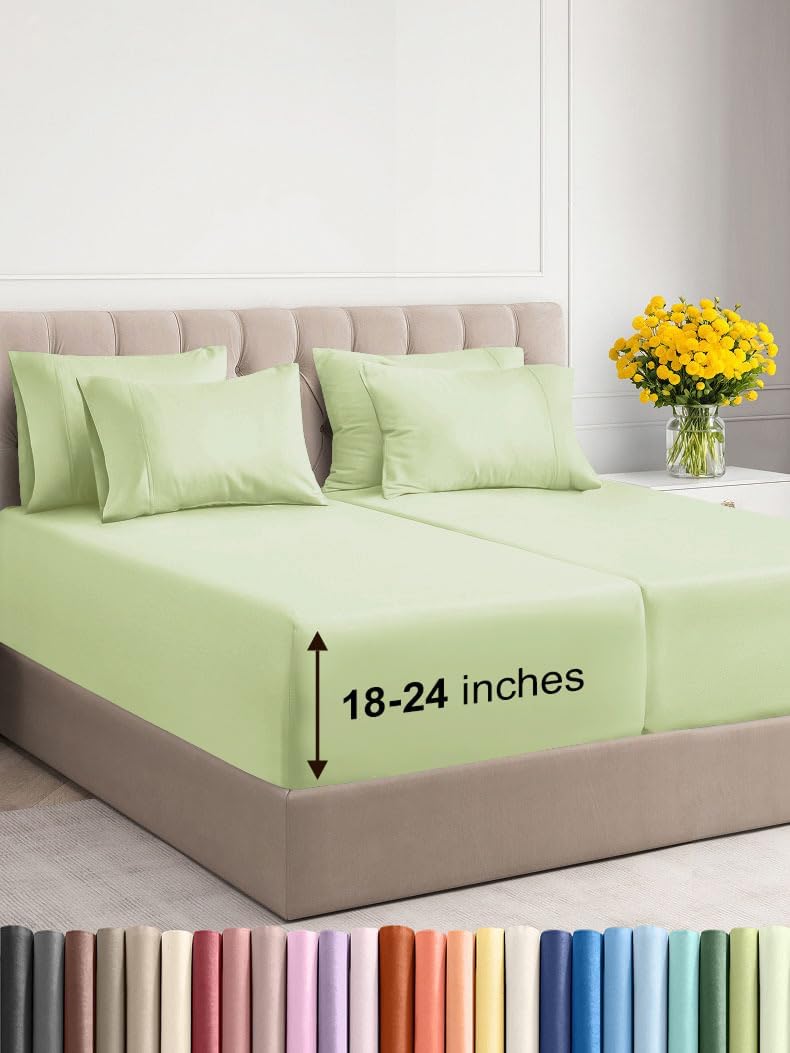 Extra Deep Split King Sheet Set - 7 Piece Breathable Luxury