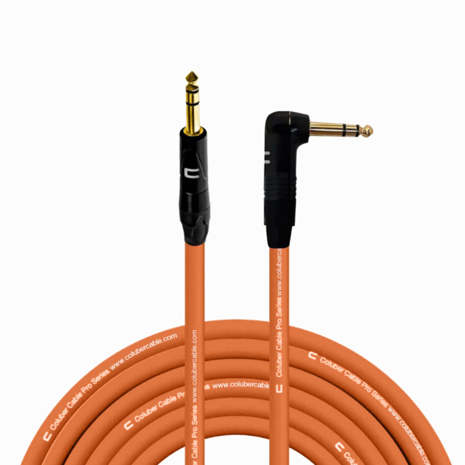 Coluber Cable 1/4in TRS Male to Right Angle 50 Feet - Orange