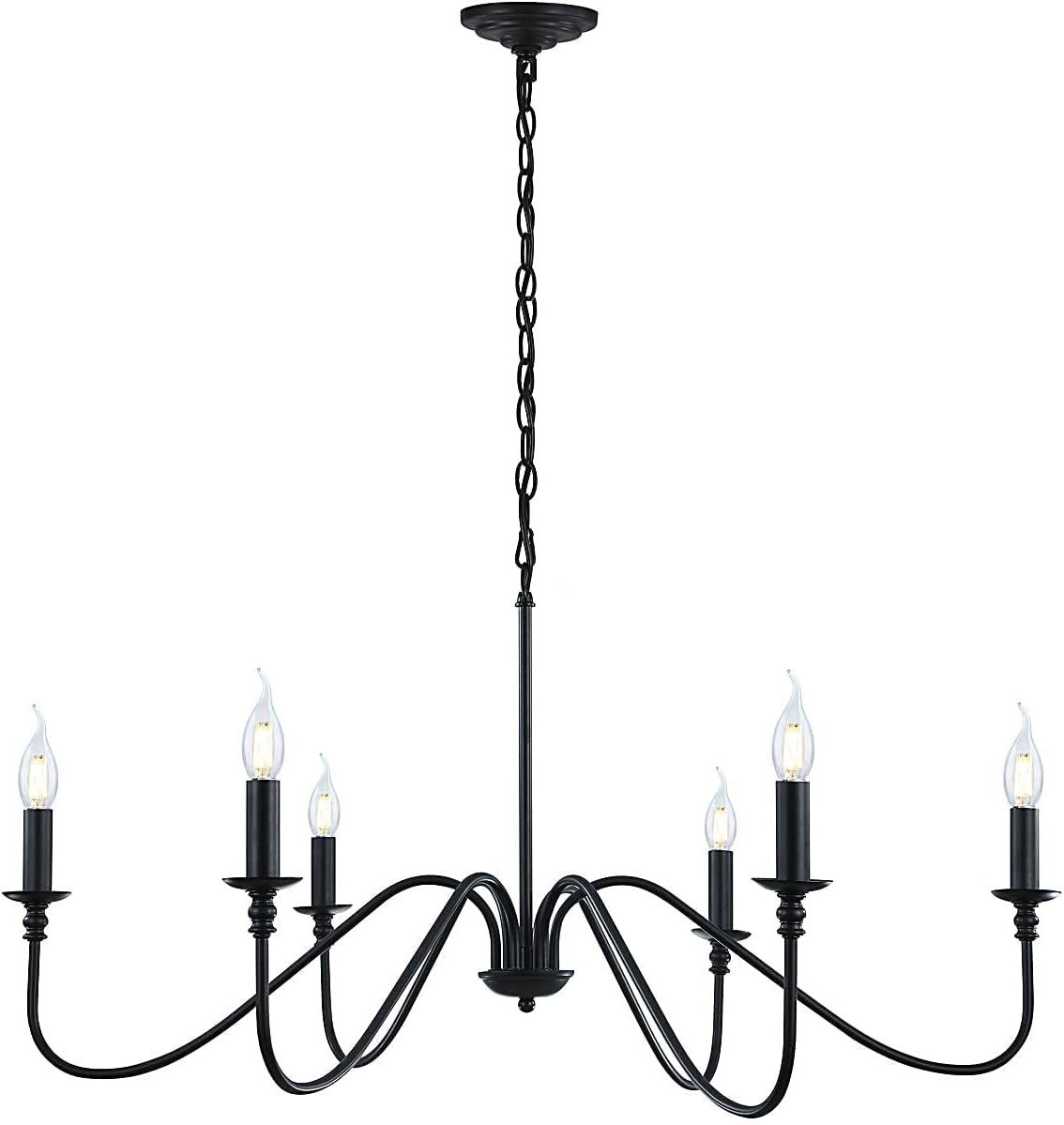 Elegant 6-Light Black Chandelier for Rustic Home Decor