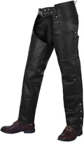 Alpha Cycle Vintage Black Cowboy Chaps - Leather Motorcycle Overpants