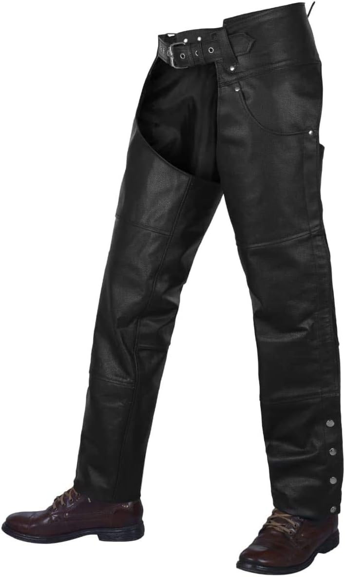 Alpha Cycle Vintage Black Cowboy Chaps - Protective Riding Pants