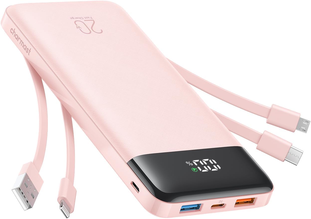 20000mAh Portable Charger with Built-in Cables for Fast Charging