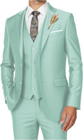 Men's 3 Piece Slim Fit Mint Green Suit - Tailored Occasion Wear