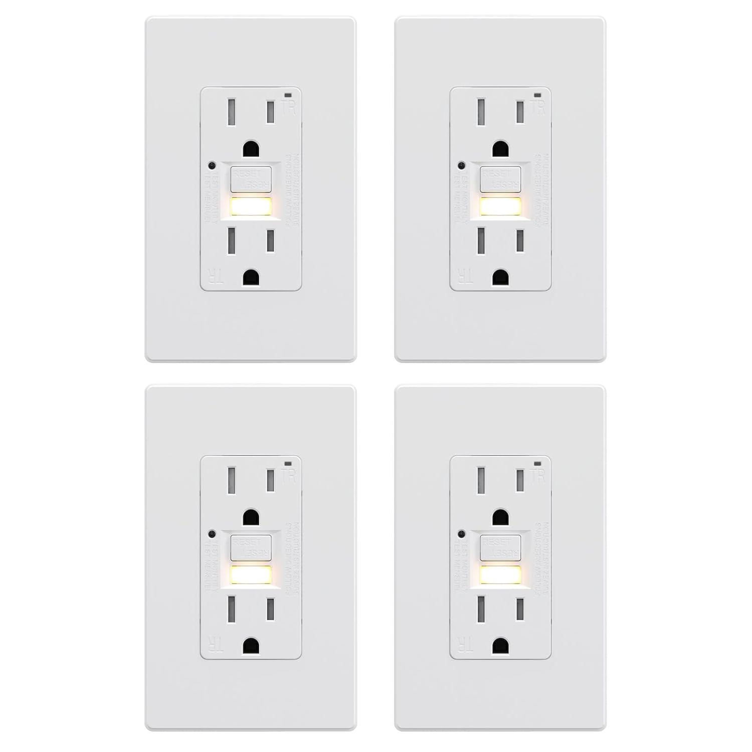 AIDA GFCI Outlet with Nightlight - Safe & Convenient 4 Pack