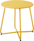 Patio Small Outdoor Side Table Round Metal Steel - Weather Resistant