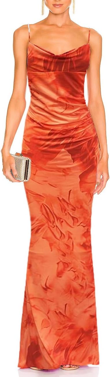 Aigeman Women Spaghetti Straps Mermaid Evening Gown for Elegance