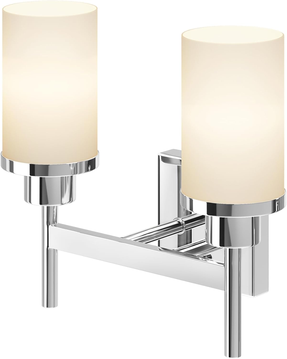 Polished Chrome Bathroom Vanity Lights with Frosted Glass Shade