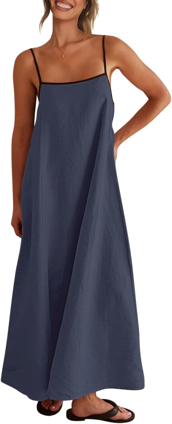 Linen Maxi Dress for Women: Shy Velvet Summer/Fall Style