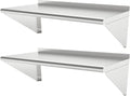 12in x 48in Stainless Steel Wall Mounted Shelf - Heavy Duty Floating