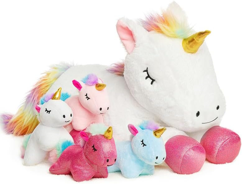 5-Piece Unicorn Family Plush Set - Perfect for Girls 3-9