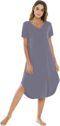 Nightgowns for Women Viscose from Bamboo V Neck Sleepshirt - Cooling