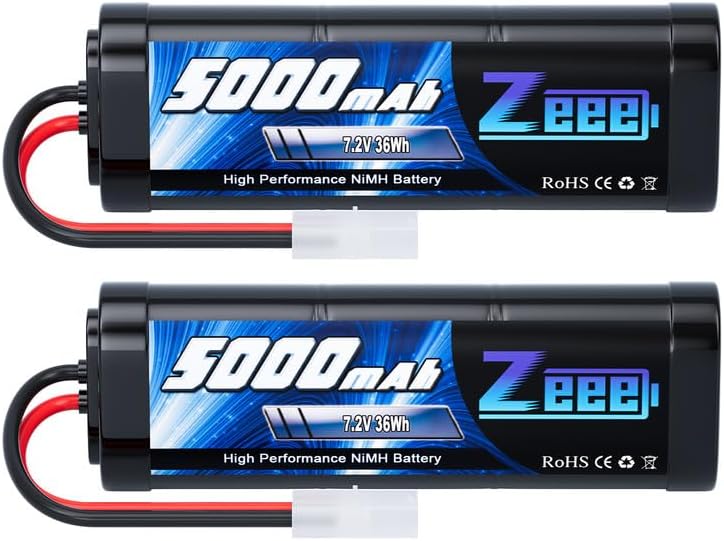 Zeee 7.2V 5000mAh NiMH Battery Pack for RC Cars and Trucks