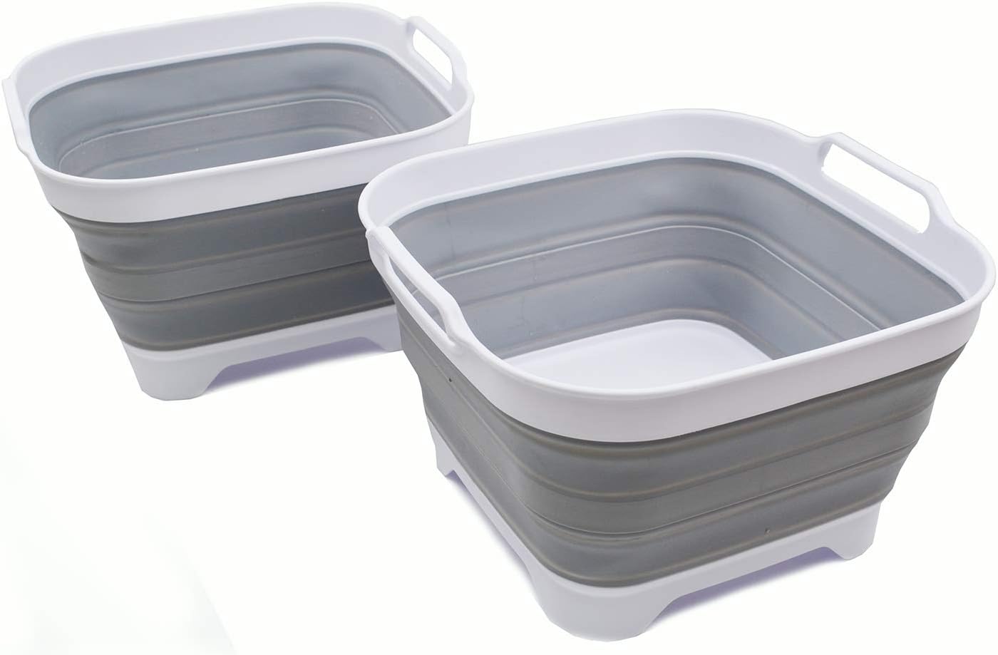 Collapsible Dishpan with Draining Plug for Space Saving Needs
