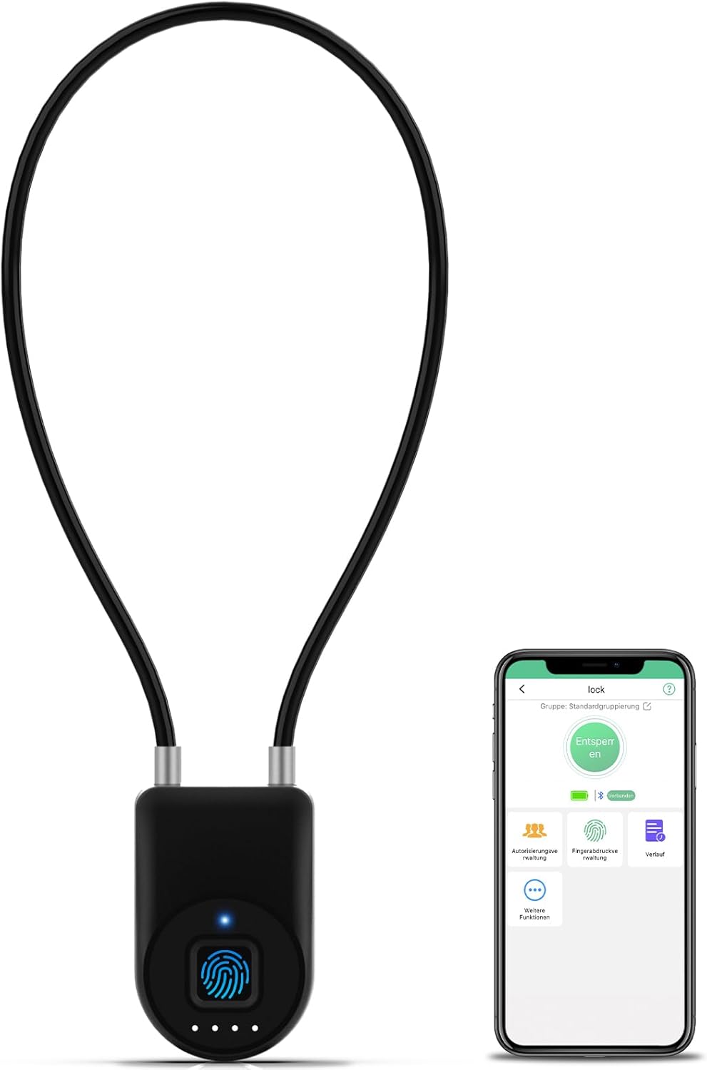 Fingerprint Cable Lock with Bluetooth APP for Keyless Security