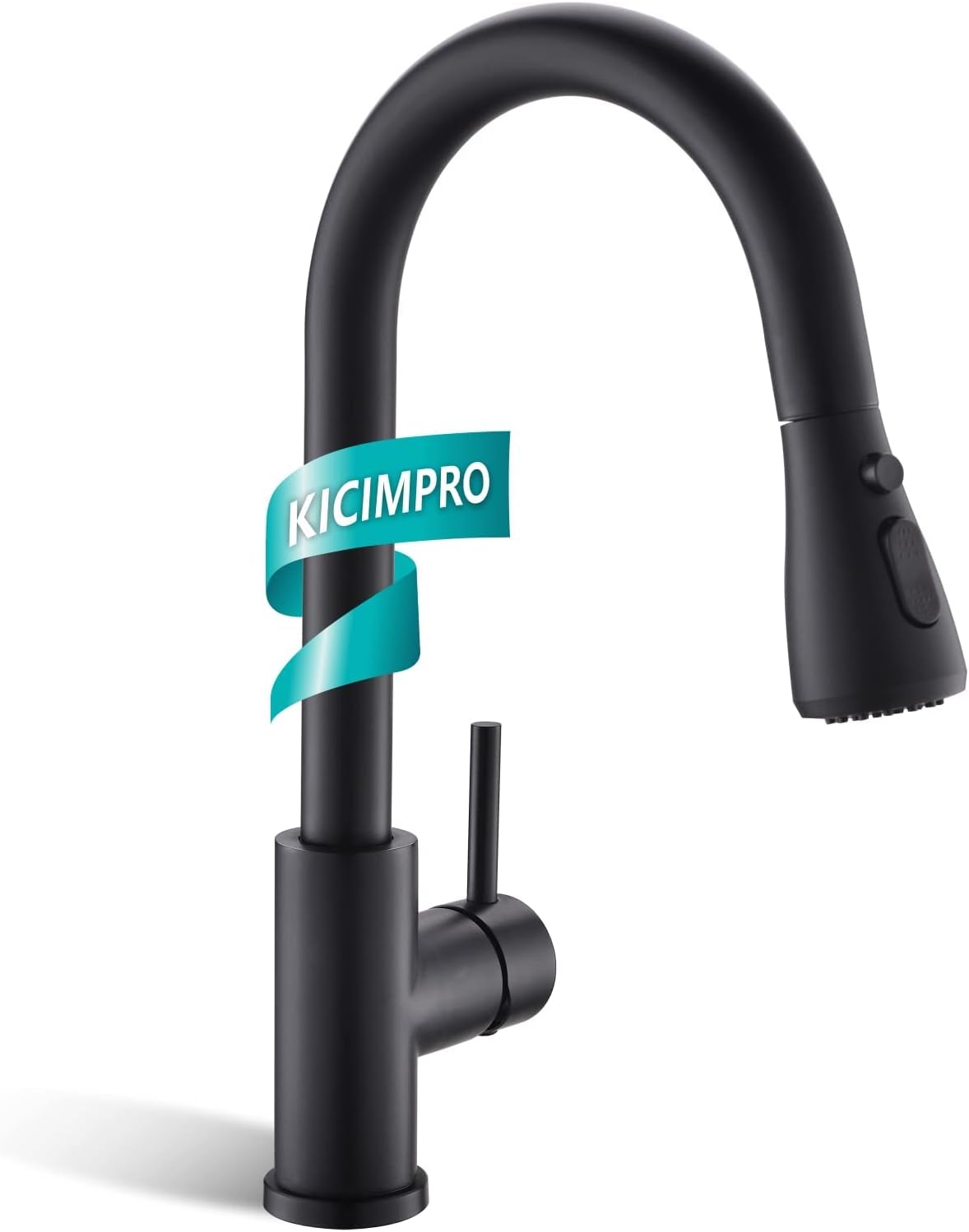Kicimpro Matte Black Kitchen Faucet with Pull Down Sprayer