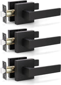 KNOBWELL 3 Pack Black Door Handles Passage Levers - Durable Matte