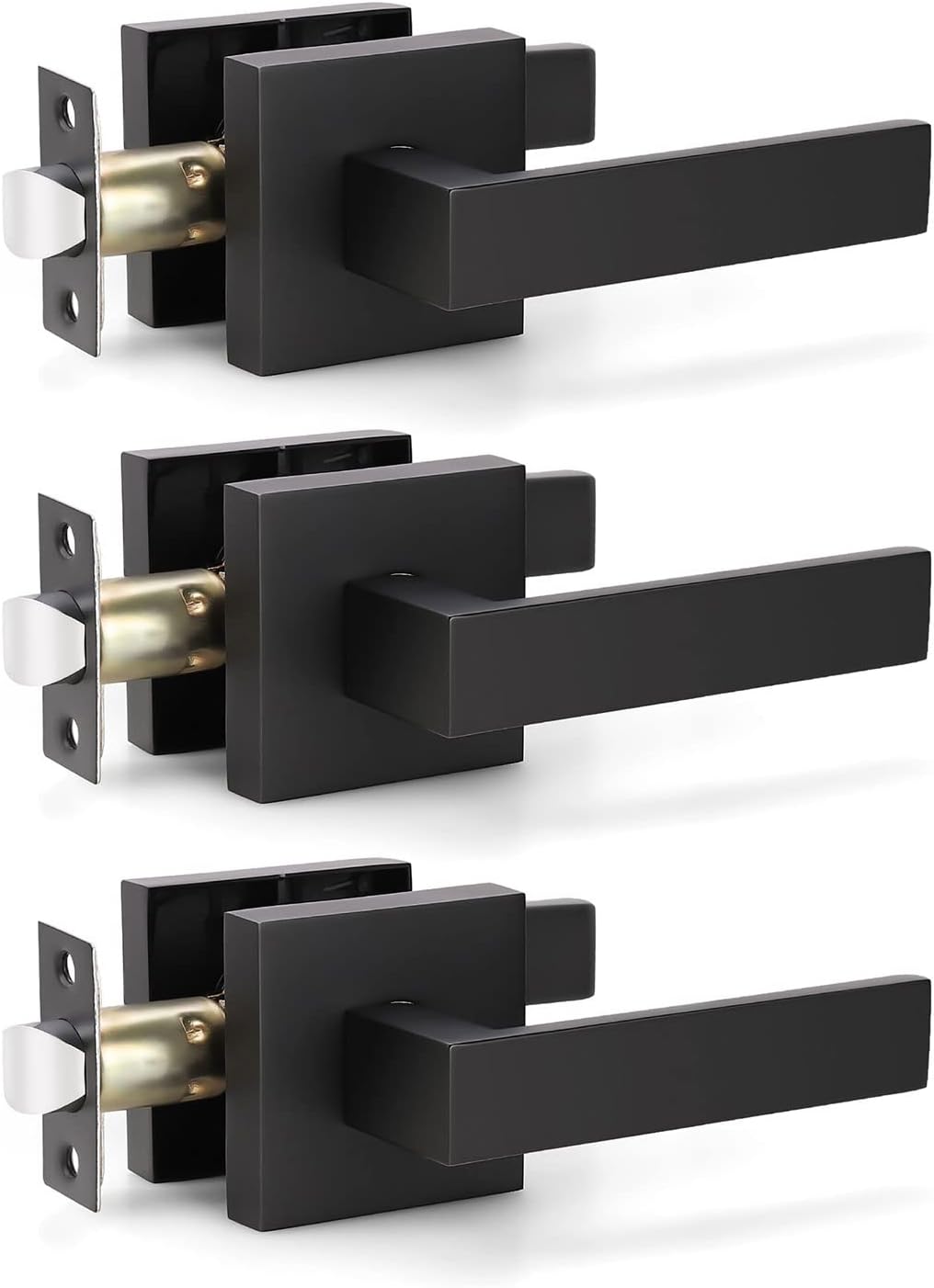 KNOBWELL Black Door Handles - Modern Passage Closet Knob Levers
