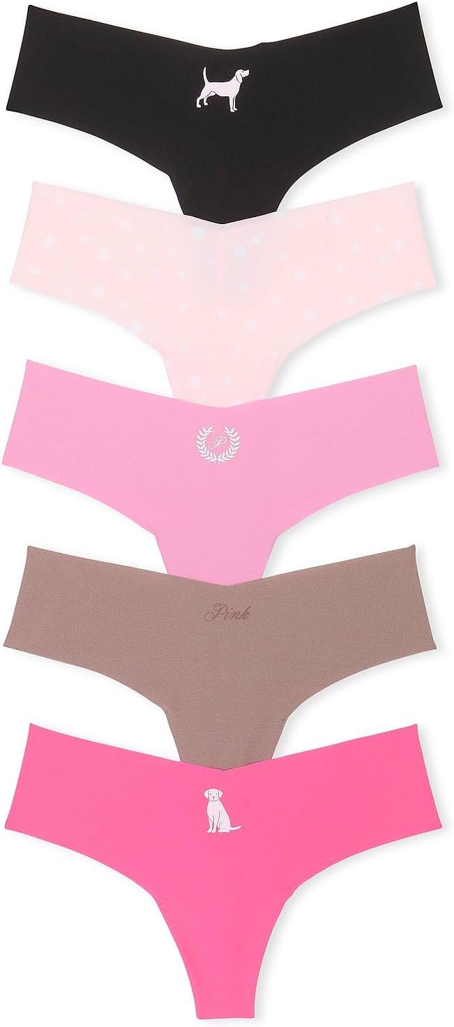 Victoria's Secret PINK Women's No Show Thong Underwear Multi Pack