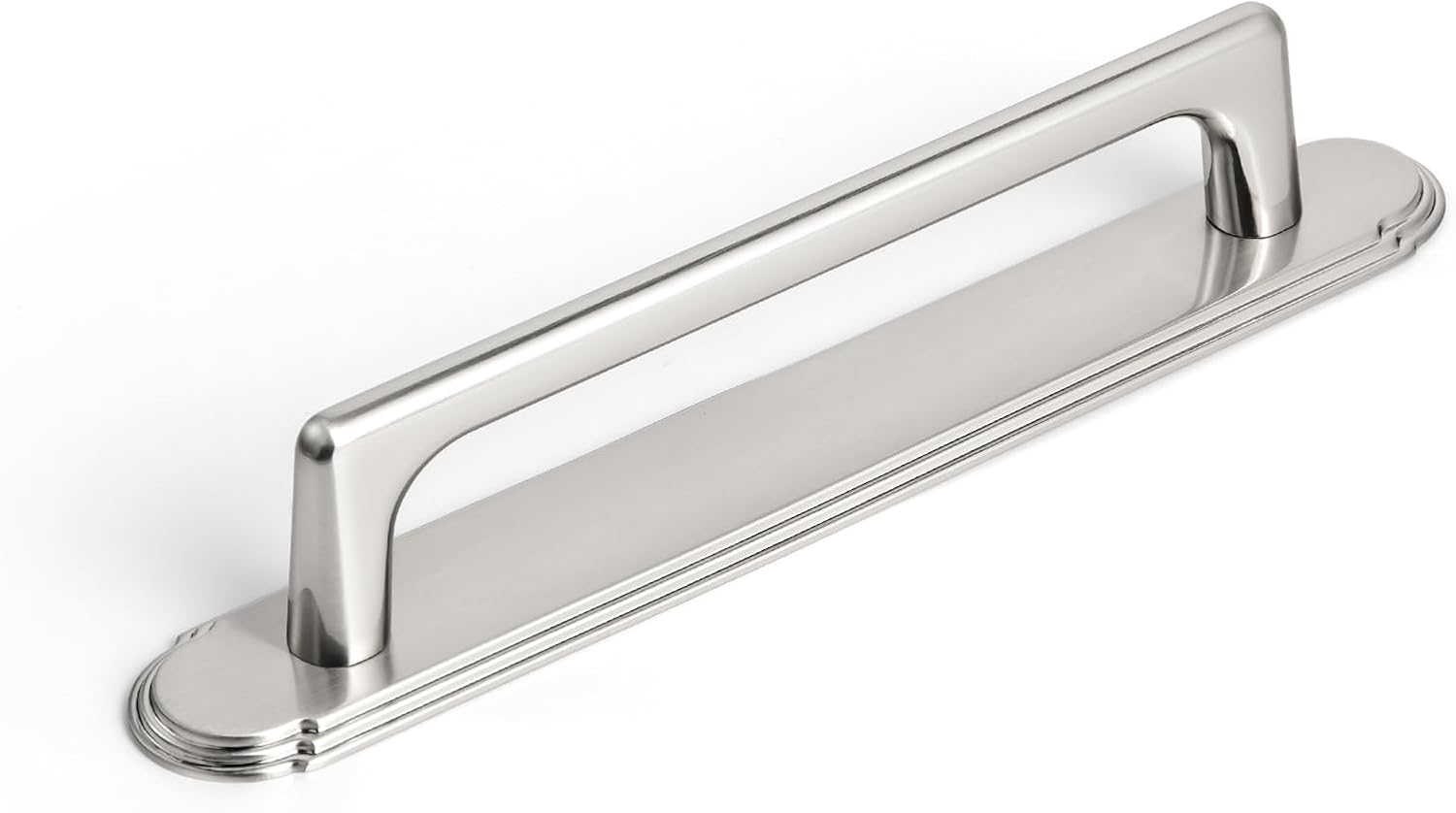 Goo-Ki Satin Nickel Cabinet Pulls with Long Backplate for Drawers