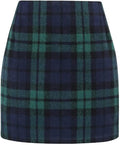 Womens Wool Plaid Mini Skirt High Waisted Bodycon Pencil Skirt Women's