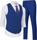 Wehilion Men's Suits 2 Pieces Vest and Pants Set - Slim V-Neck Fit 30%