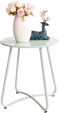 Small Round Patio Metal Side Snack Table - Teal Accent End Table