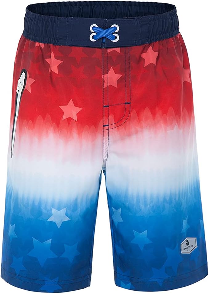 Rokka&Rolla Boys' 4-Way Stretch Swim Trunks for Summer Fun