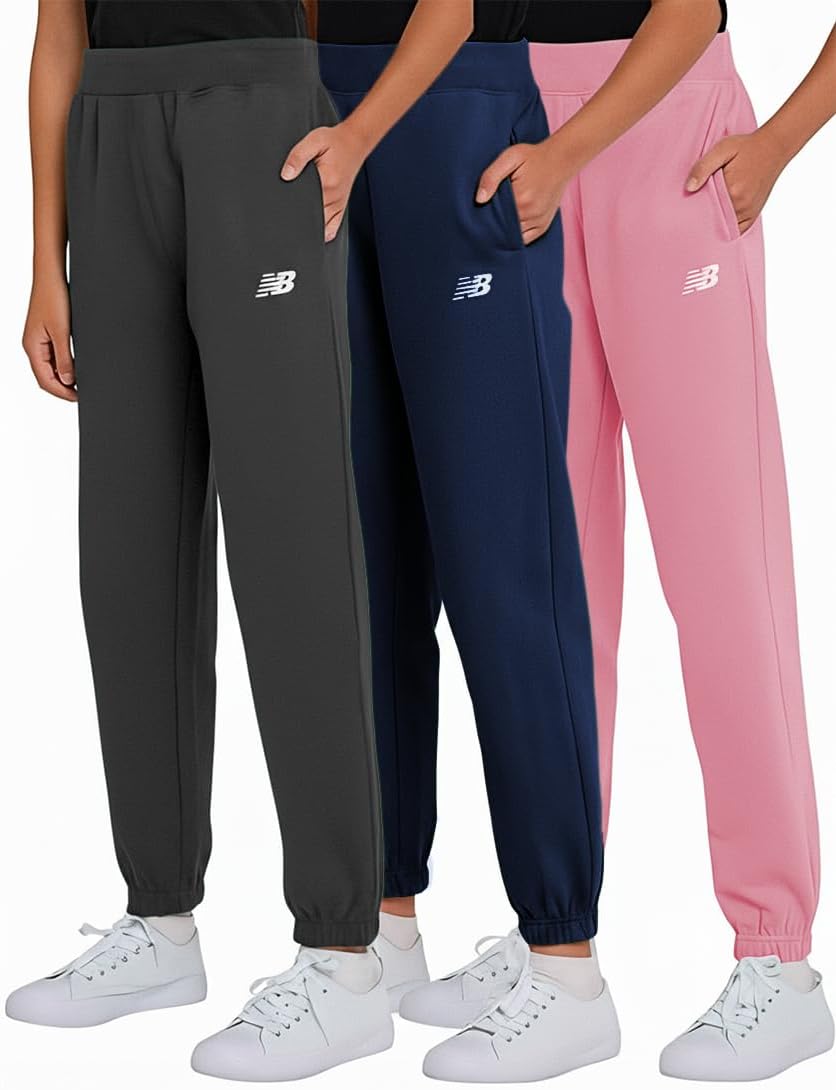 New Balance Girls Active Fleece Jogger 3 Pack for Comfort