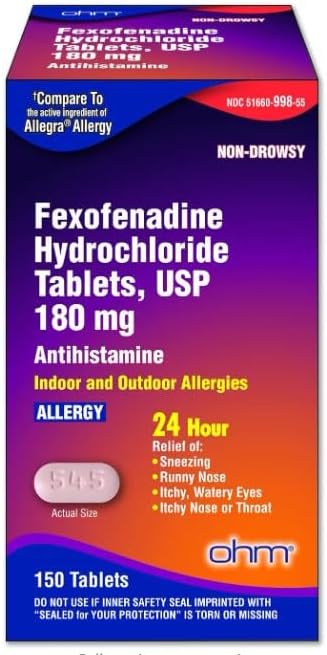 Fexofenadine Antihistamine Allergy Relief Tablets - 2 Pack