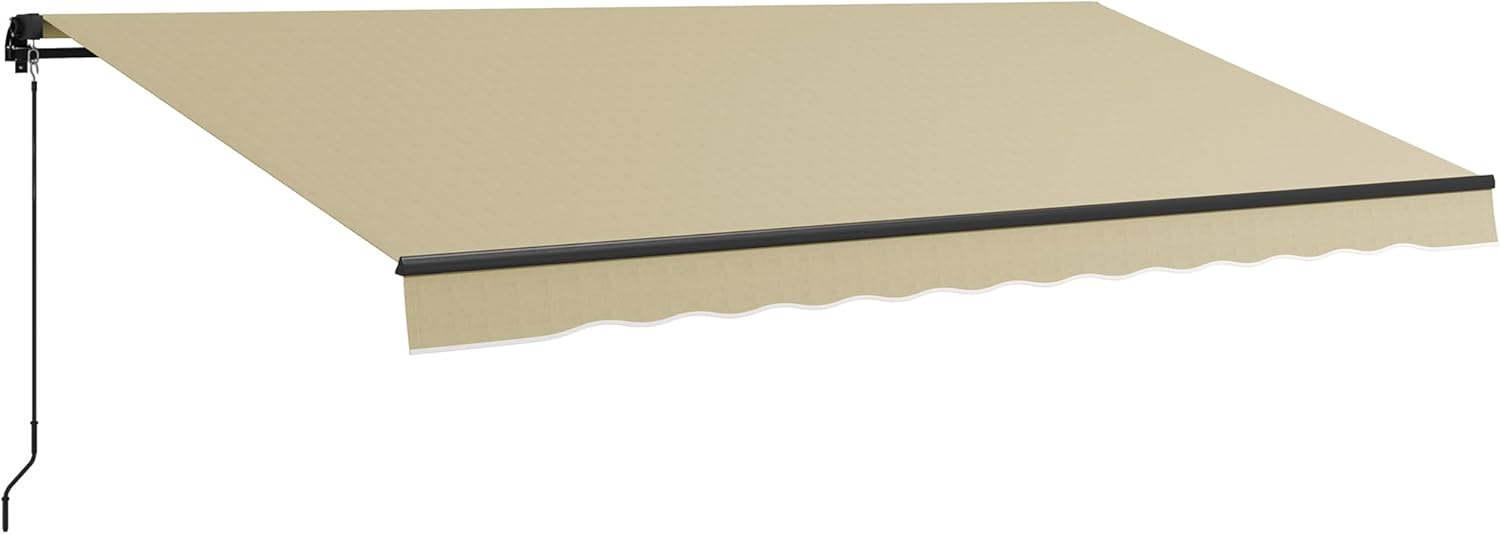 Retractable Awning for Patio with Manual Crank Handle, Beige